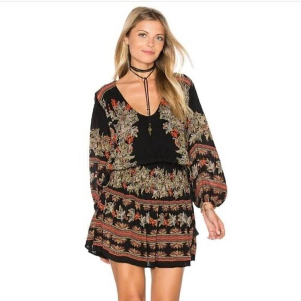 Free People Boho Moonlight Drive Long Sleeve Mini Dress Size Small